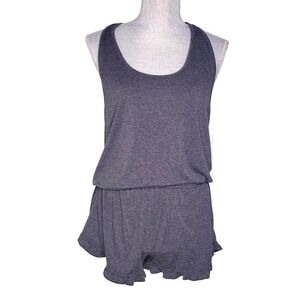 Spiritual Gangster Charcoal Grey Ruffle Edge Romper Racerback S